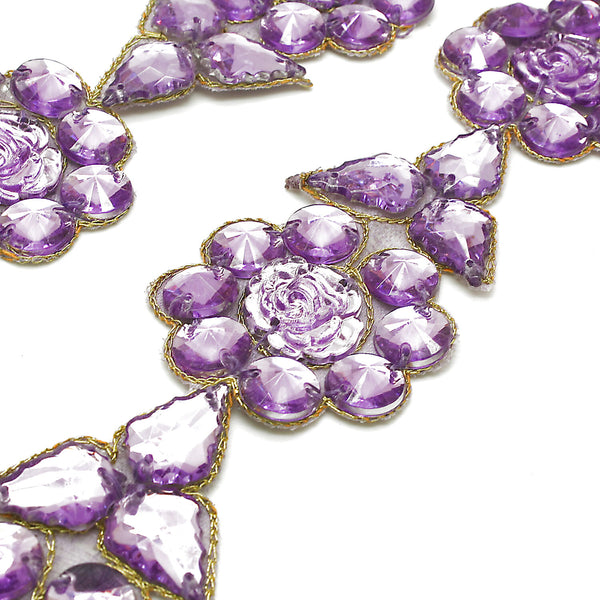 LILAC ROSE FLORAL RHINESTONE TRIM - sarahi.NYC