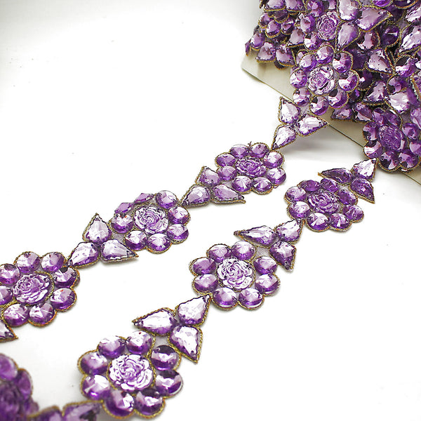 LILAC ROSE FLORAL RHINESTONE TRIM - sarahi.NYC