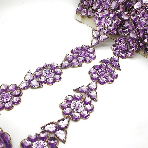 LILAC ROSE FLORAL RHINESTONE TRIM - sarahi.NYC