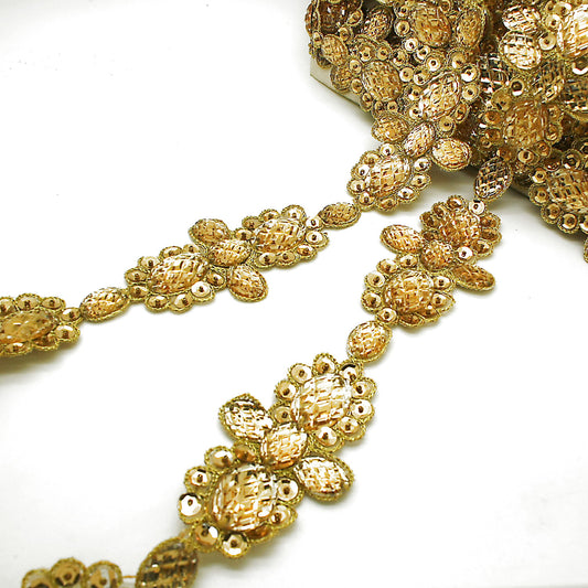 GOLD FLORAL RHINESTONE TRIM - sarahi.NYC