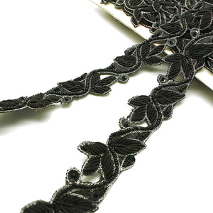 BLACK SILVER BEADED TRIM - sarahi.NYC