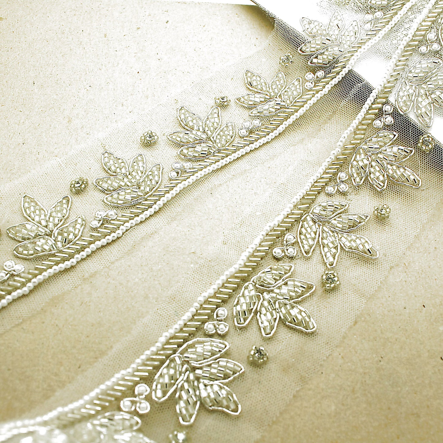 WHITE NET RHINESTONE TRIM - sarahi.NYC