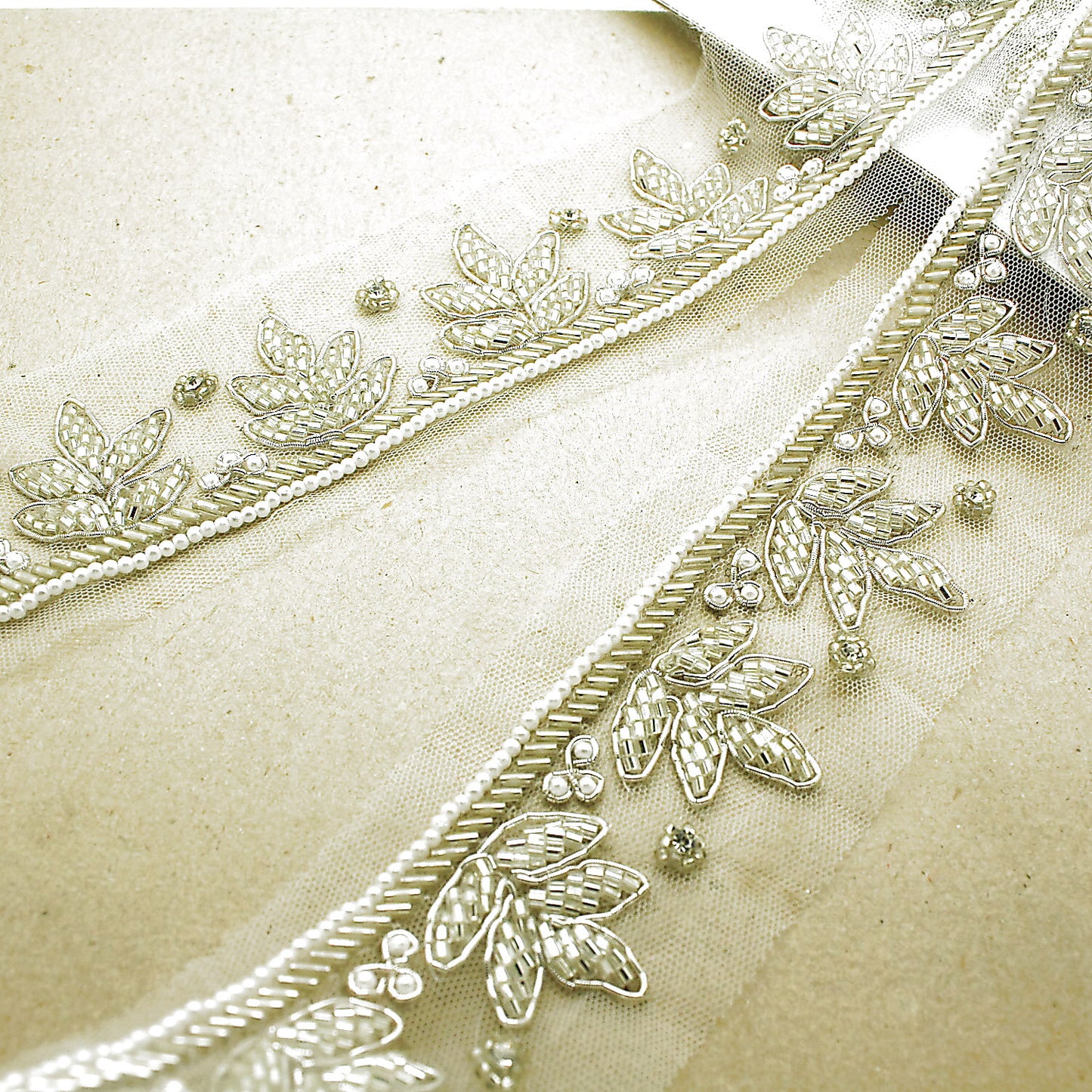 WHITE NET RHINESTONE TRIM - sarahi.NYC