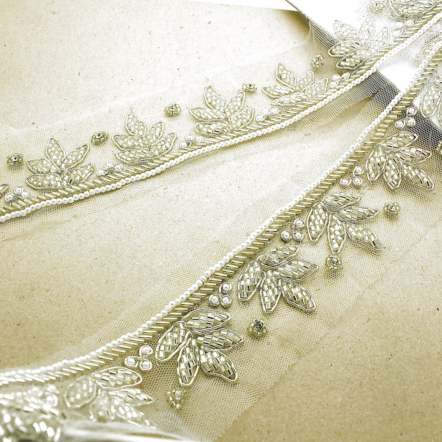 WHITE NET RHINESTONE TRIM - sarahi.NYC