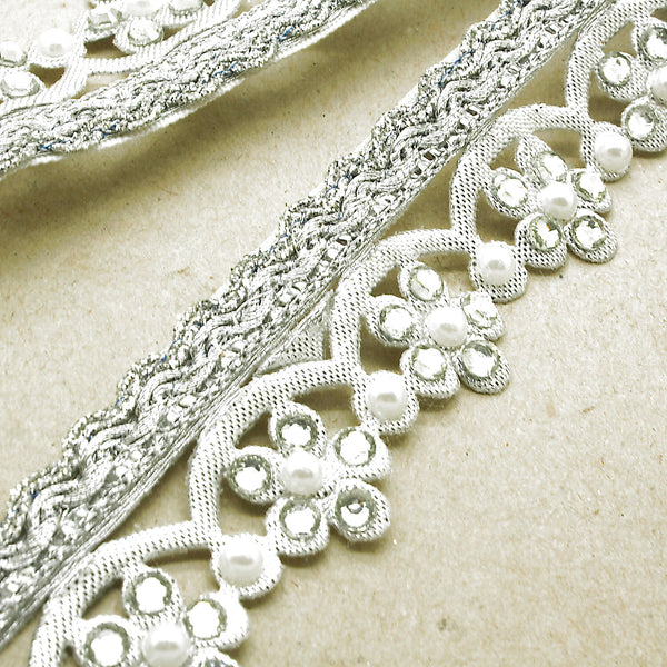 SILVER WHITE PEARL EDGING TRIM - sarahi.NYC
