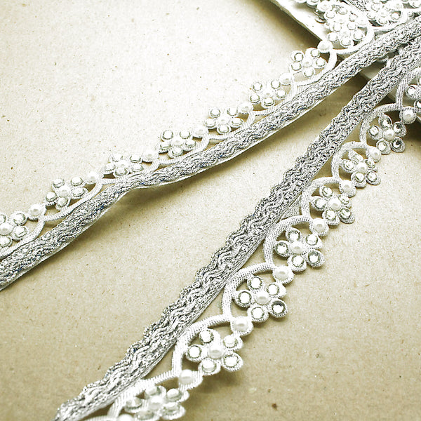 SILVER WHITE PEARL EDGING TRIM - sarahi.NYC