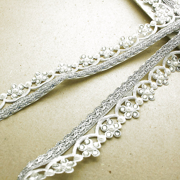 SILVER WHITE PEARL EDGING TRIM - sarahi.NYC