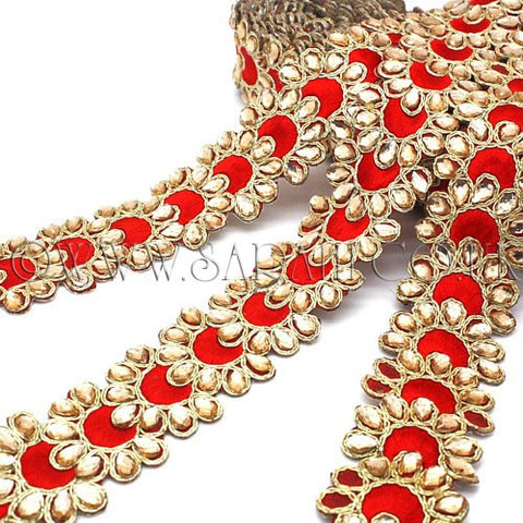 RED RHINESTONE FABRIC TRIM - sarahi.NYC - Sarahi.NYC