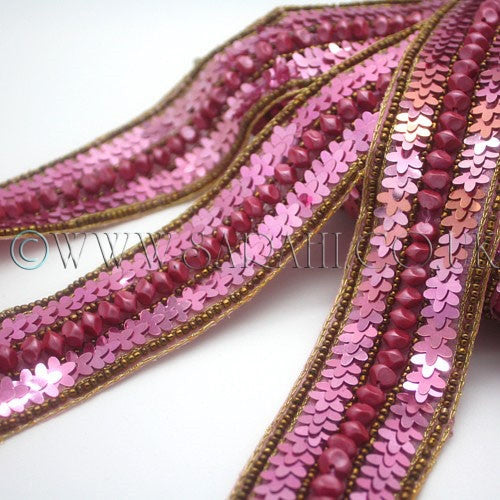 PINK SEQUIN BEADED  TRIM - sarahi.NYC - Sarahi.NYC