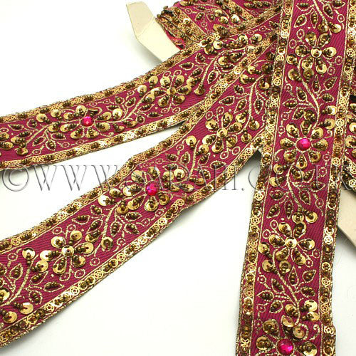 PINK GOLD BEADED & SEQUIN RIBBON  TRIM - sarahi.NYC - Sarahi.NYC