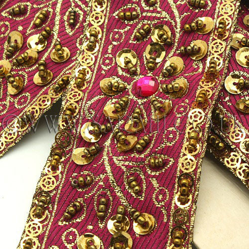 PINK GOLD BEADED & SEQUIN RIBBON  TRIM - sarahi.NYC - Sarahi.NYC
