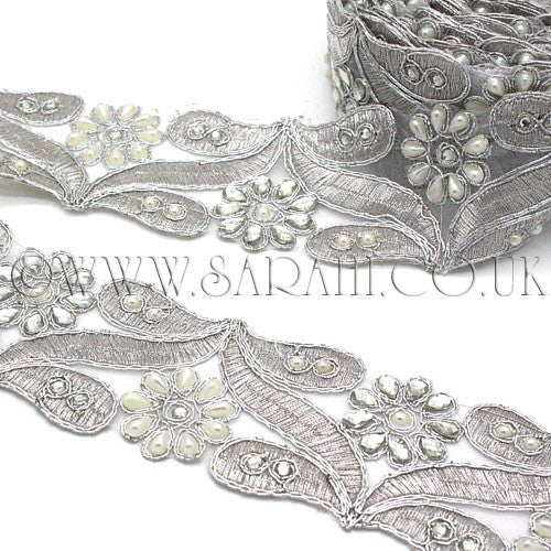 SILVER RHINESTONE FABRIC TRIM - sarahi.NYC - Sarahi.NYC