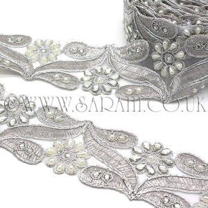SILVER RHINESTONE FABRIC TRIM - sarahi.NYC - Sarahi.NYC