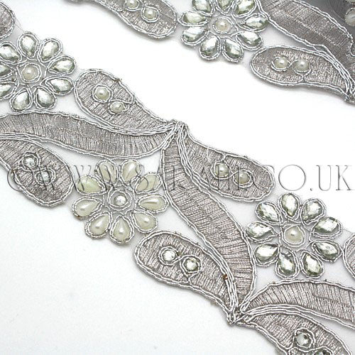SILVER RHINESTONE FABRIC TRIM - sarahi.NYC - Sarahi.NYC