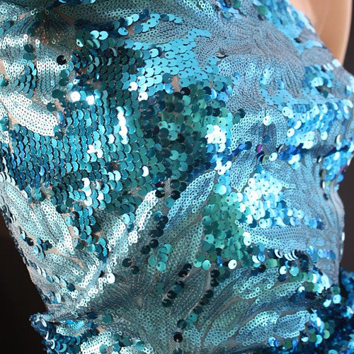 TURQUOISE SEQUIN FABRIC - sarahi.NYC - Sarahi.NYC