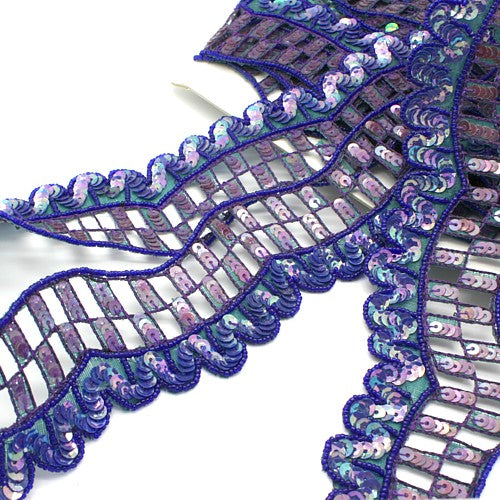 BLUE SEQUIN WAVE BEADED TRIM - sarahi.NYC - Sarahi.NYC