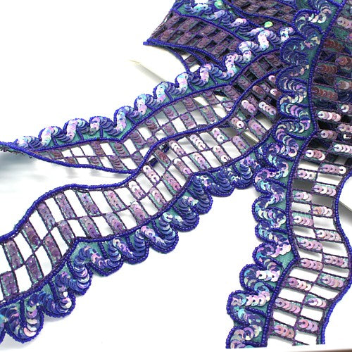 BLUE SEQUIN WAVE BEADED TRIM - sarahi.NYC - Sarahi.NYC
