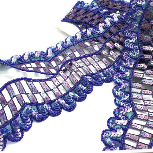 BLUE SEQUIN WAVE BEADED TRIM - sarahi.NYC - Sarahi.NYC
