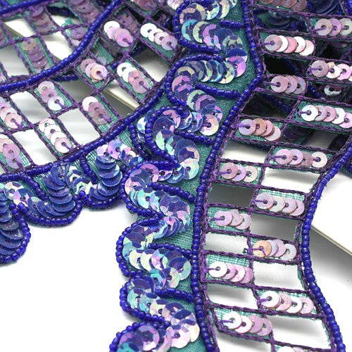 BLUE SEQUIN WAVE BEADED TRIM - sarahi.NYC - Sarahi.NYC