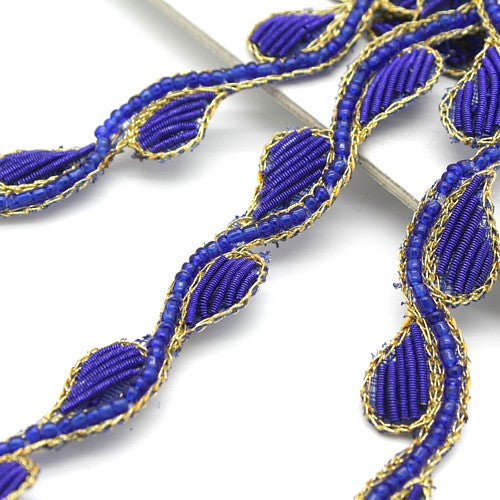 BLUE GOLD BEADED TRIM - sarahi.NYC - Sarahi.NYC