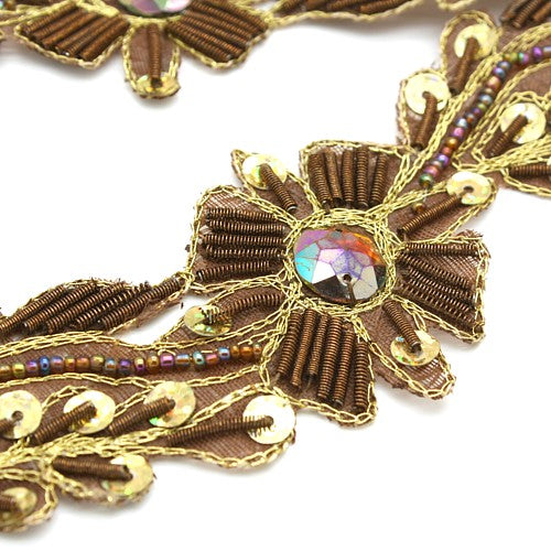 BROWN RHINESTONE FLORAL TRIM - sarahi.NYC - Sarahi.NYC
