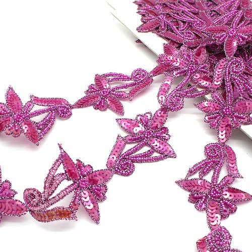 PINK CERISE FLOWER SEQUIN TRIM - sarahi.NYC - Sarahi.NYC