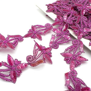 PINK CERISE FLOWER SEQUIN TRIM - sarahi.NYC - Sarahi.NYC