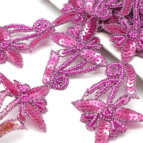 PINK CERISE FLOWER SEQUIN TRIM - sarahi.NYC - Sarahi.NYC