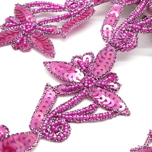 PINK CERISE FLOWER SEQUIN TRIM - sarahi.NYC - Sarahi.NYC