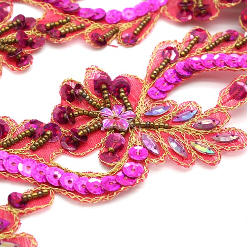 PINK CERISE FLOWER RHINESTONE TRIM - sarahi.NYC - Sarahi.NYC