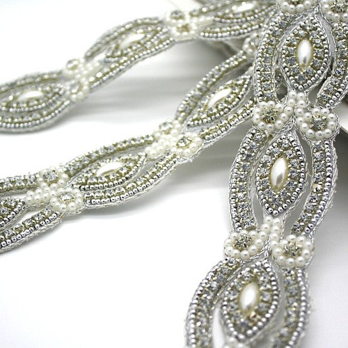 SILVER FAUX CRYSTAL PEARL TRIM - sarahi.NYC - Sarahi.NYC