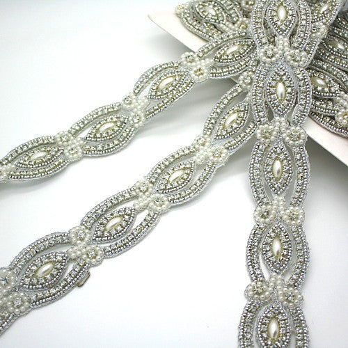 SILVER FAUX CRYSTAL PEARL TRIM - sarahi.NYC - Sarahi.NYC