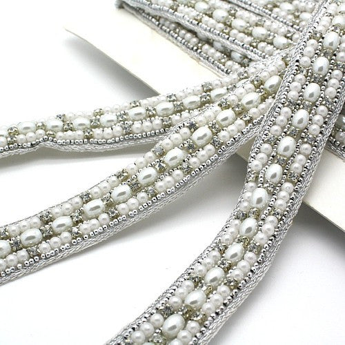 SILVER FAUX CRYSTAL PEARL TRIM - sarahi.NYC - Sarahi.NYC