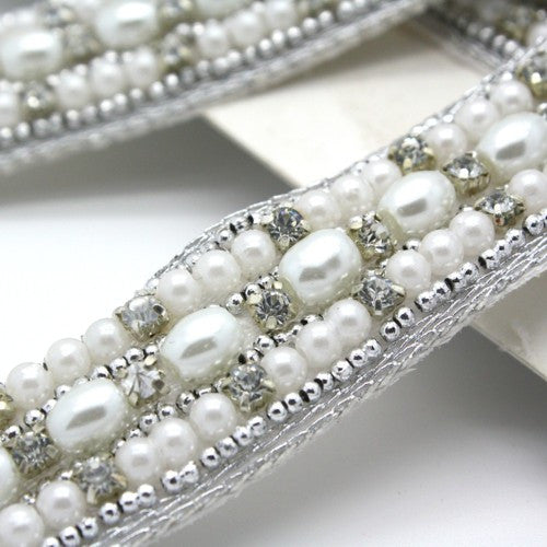 SILVER FAUX CRYSTAL PEARL TRIM - sarahi.NYC - Sarahi.NYC