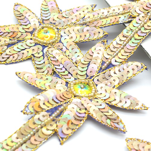 GOLD IRIDESCENT SEQUIN WILD FLOWER TRIM - sarahi.NYC - Sarahi.NYC