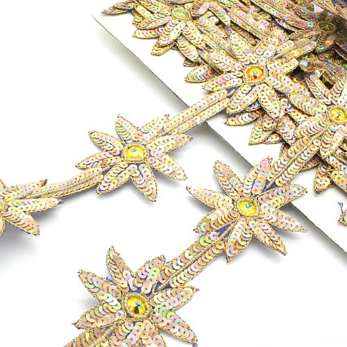 GOLD IRIDESCENT SEQUIN WILD FLOWER TRIM - sarahi.NYC - Sarahi.NYC