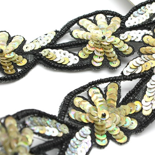 GOLD SILVER FLORAL SEQUIN TRIM - sarahi.NYC - Sarahi.NYC