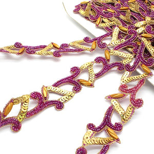 PURPLE GOLD BEADED TRIM - sarahi.NYC - Sarahi.NYC