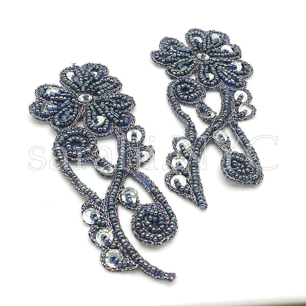 BLUE BEADED FLOWER appliques