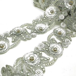 SILVER RHINESTONE SEQUIN trim