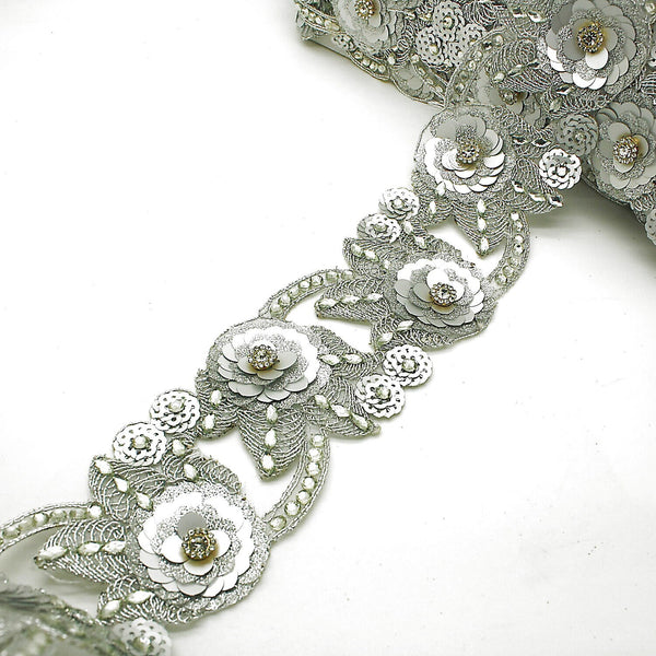 SILVER RHINESTONE SEQUIN trim