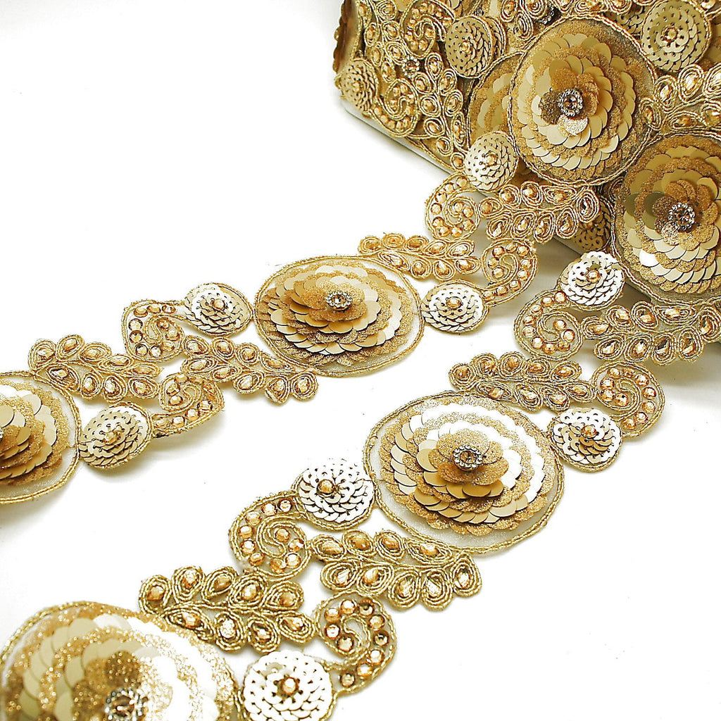 GOLD RHINESTONE SEQUIN trim
