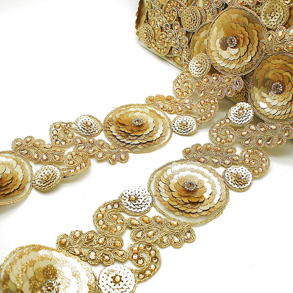 GOLD RHINESTONE SEQUIN trim