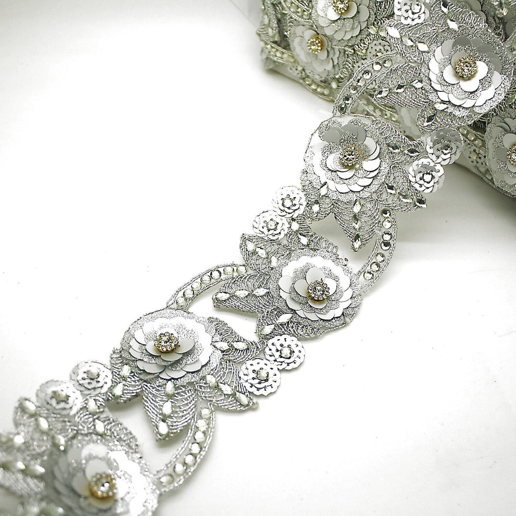 SILVER RHINESTONE SEQUIN trim