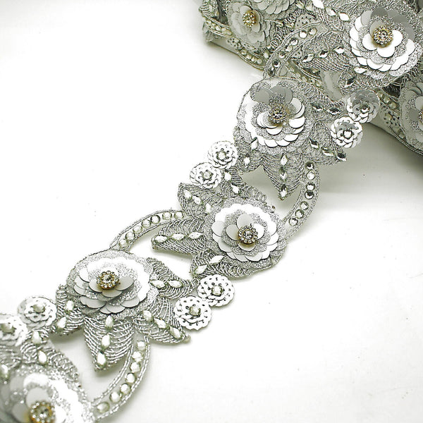 SILVER RHINESTONE SEQUIN trim