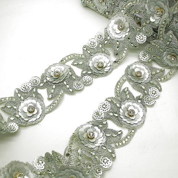 SILVER RHINESTONE SEQUIN trim