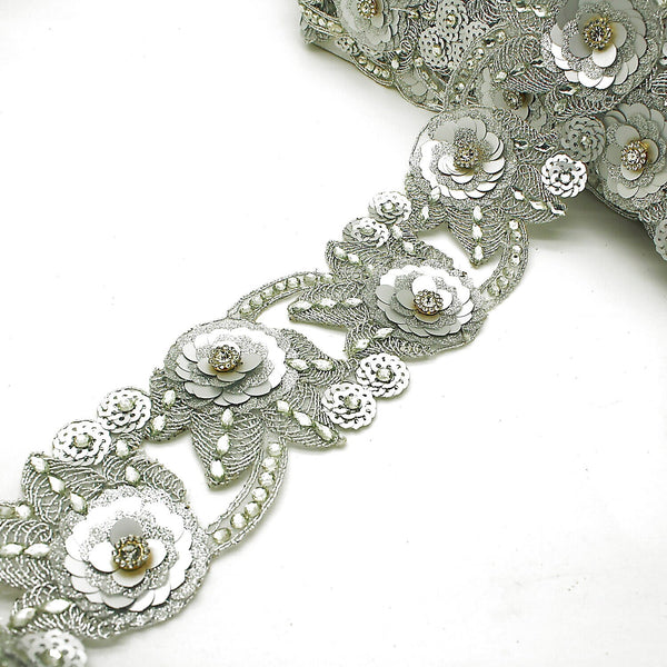 SILVER RHINESTONE SEQUIN trim