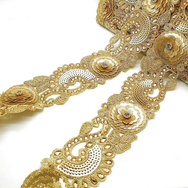 GOLD RHINESTONE SEQUIN trim