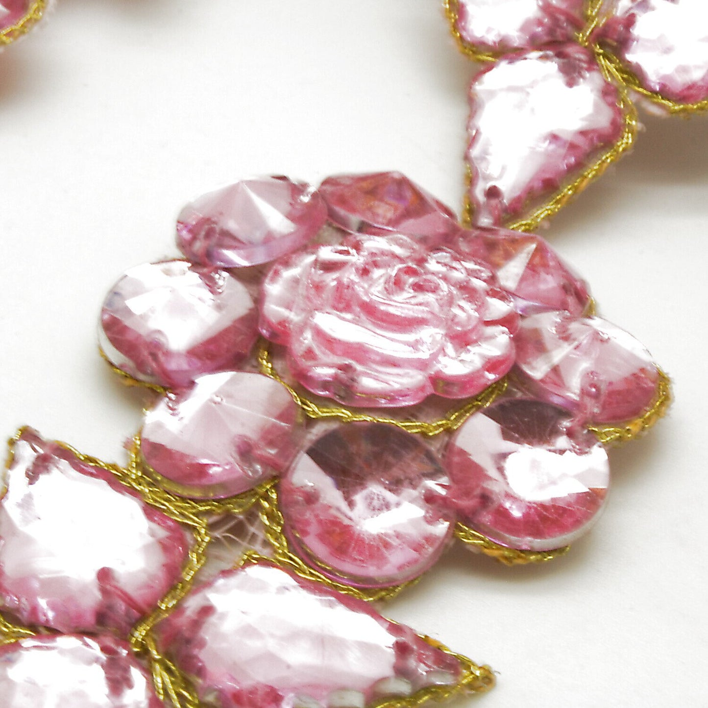 PINK FLOWER RHINESTONE trim
