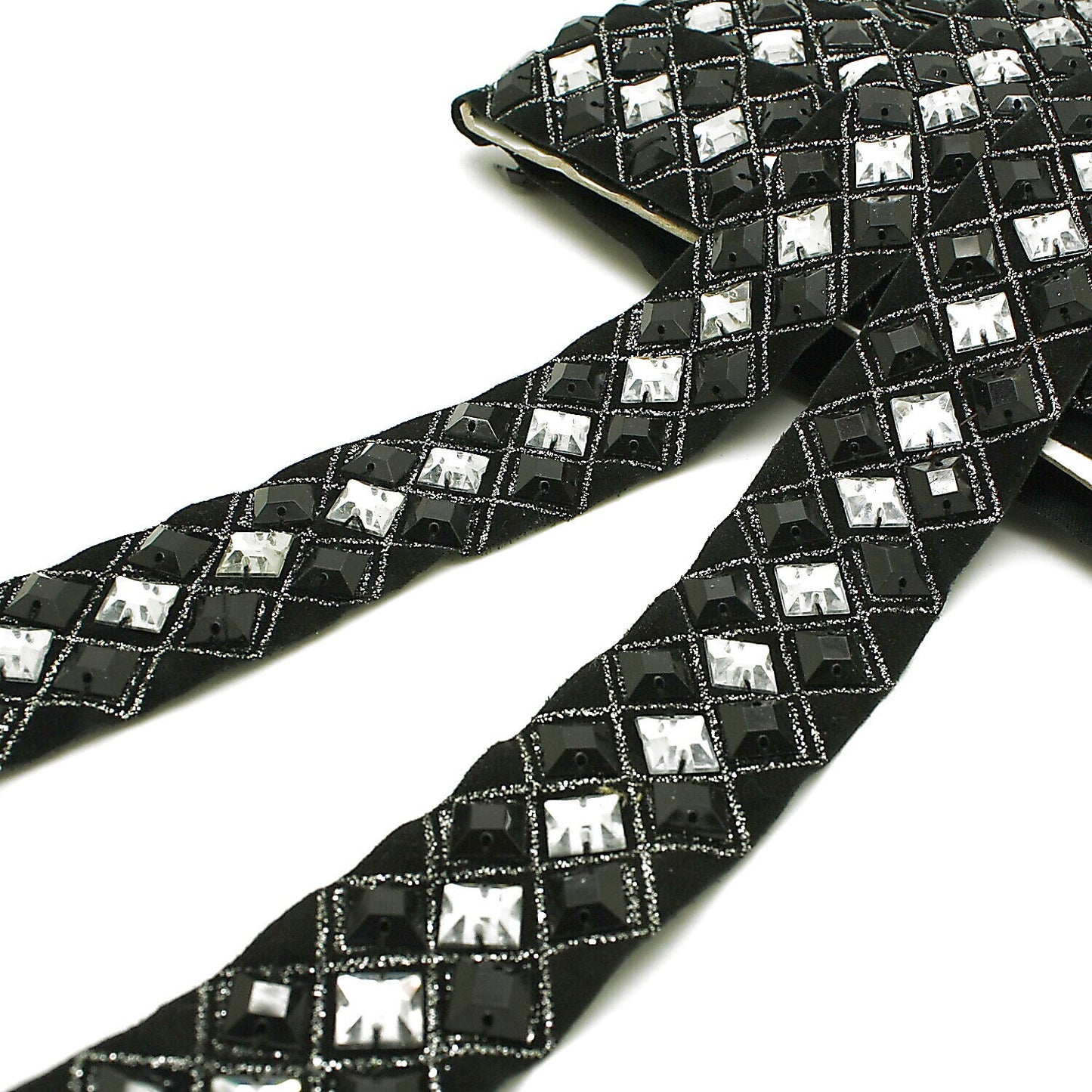 BLACK SILVER rhinestone trim
